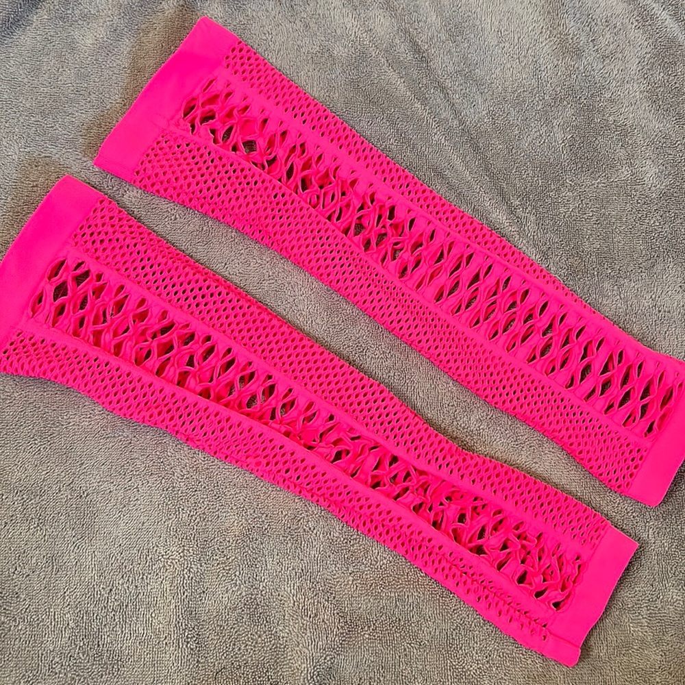 Neon pink thigh high hosiery